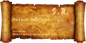 Velics Mária névjegykártya